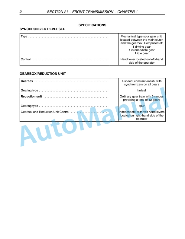 New Holland TD7D, TD95D, TD95D High Clearance Tractor Repair Manual 87572974-2
