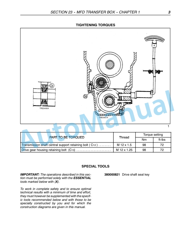 New Holland TD80D, TD95D Tractor Repair Manual 87658940-2
