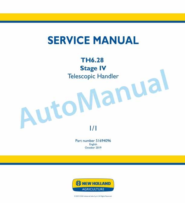New Holland Th6.28 Stage IV Telescopic Handler Service Manual 51694096