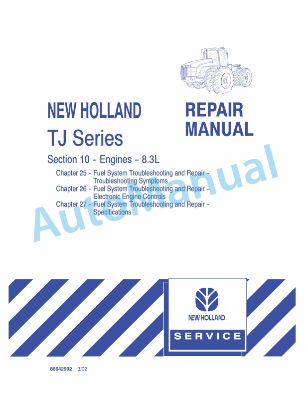 New Holland TJ Series Tractor Repair Manual 86642992