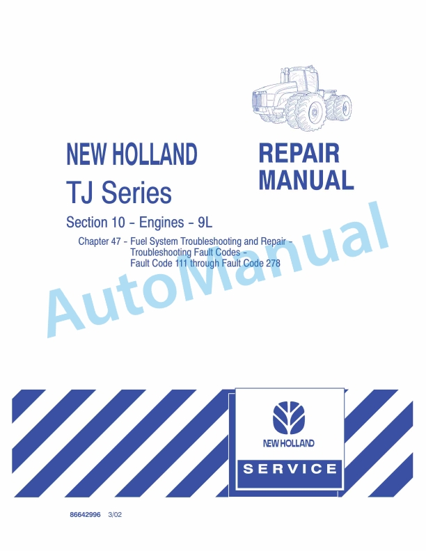 New Holland TJ Series Tractor Repair Manual 86642996
