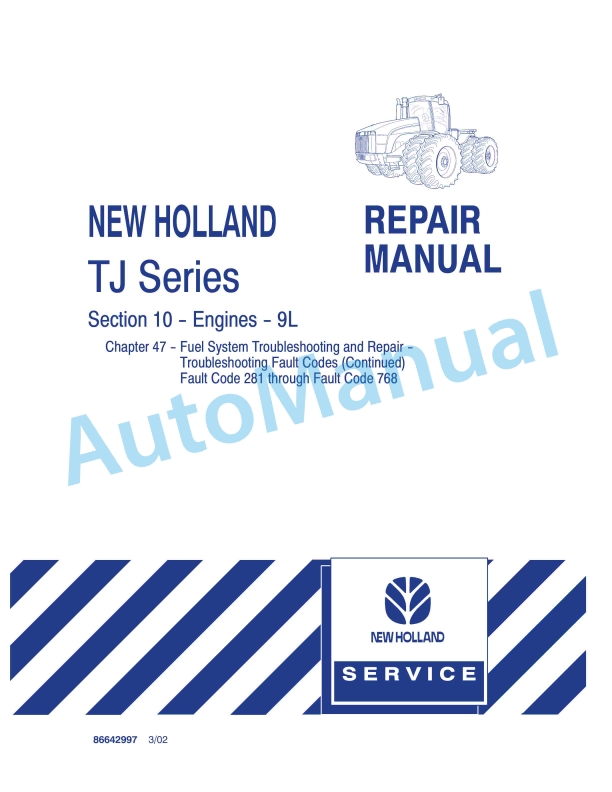 New Holland TJ Series Tractor Repair Manual 86642997
