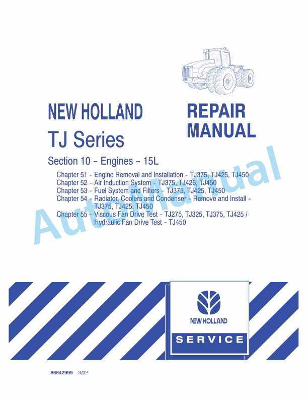 New Holland TJ Series Tractor Repair Manual 86642999