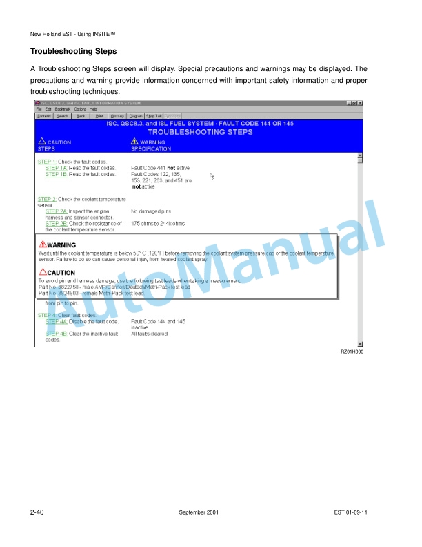 New Holland TJ Series Tractor Repair Manual 86643000-3