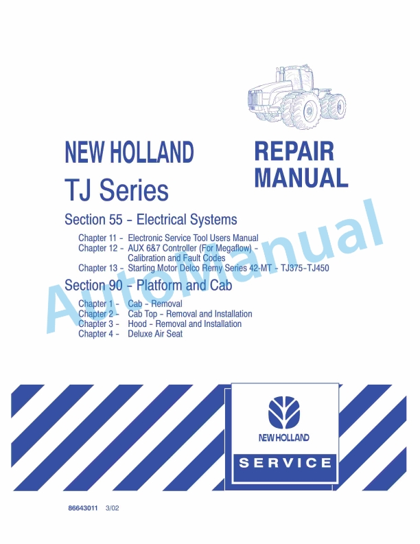 New Holland TJ Series Tractor Repair Manual 86643011