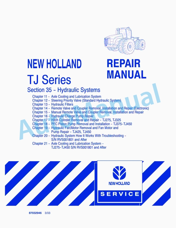 New Holland TJ Series Tractor Repair Manual 87032946