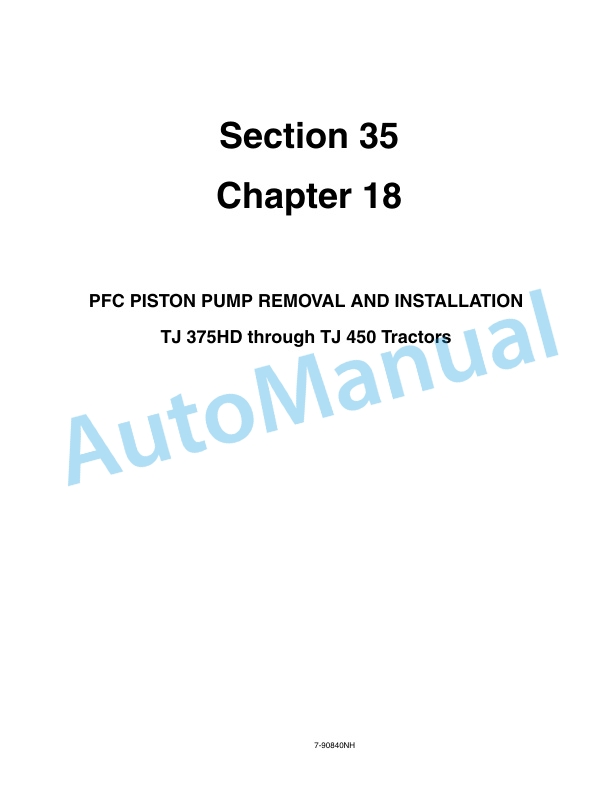 New Holland TJ Series Tractor Repair Manual 87032946-4