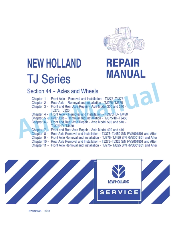 New Holland TJ Series Tractor Repair Manual 87032948