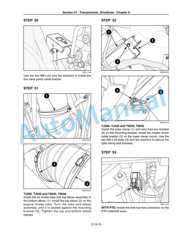 New Holland TJ280, TJ330, TJ380, TJ430, TJ480, TJ530 Tractor Repair Manual 87525643-4