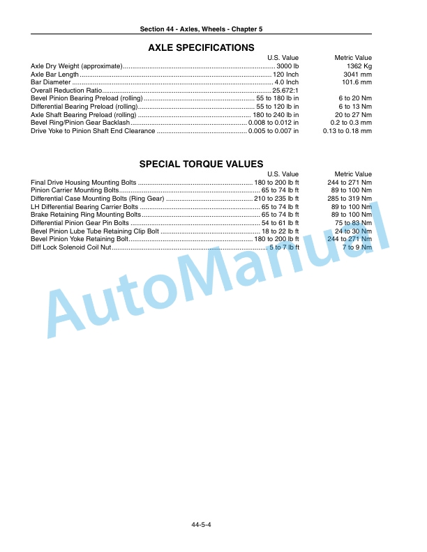 New Holland TJ280, TJ330, TJ380, TJ430, TJ480, TJ530 Tractor Repair Manual 87525646-3