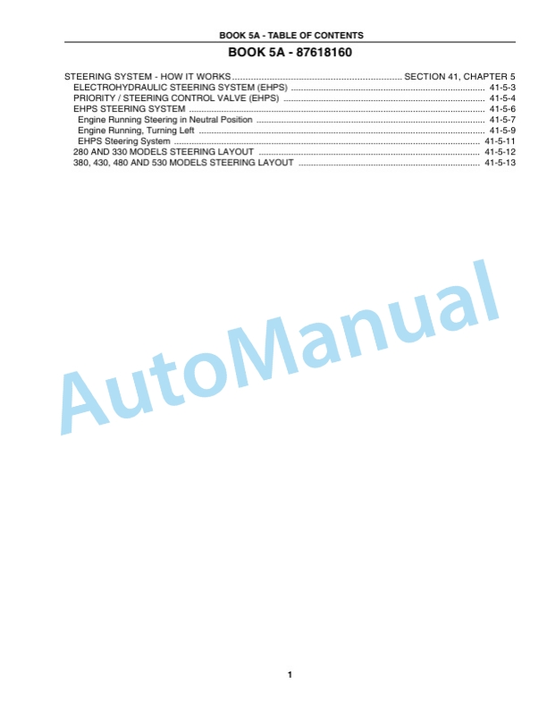 New Holland TJ280, TJ330, TJ380, TJ430, TJ480, TJ530 Tractor Repair Manual 87618160-2