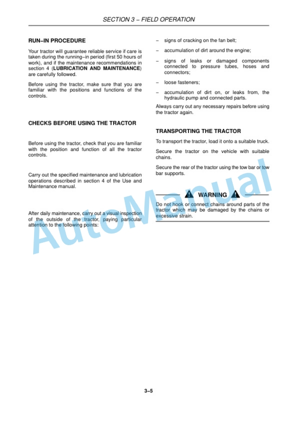 New Holland TK4020, TK4030, TK4040, TK4050, TK4060 Tractor Operation and Maintenance Manual 84382195-3