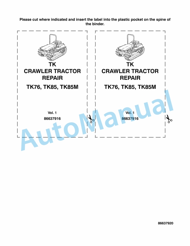 New Holland TK76, TK85, TK85M Repair Manual 86637917