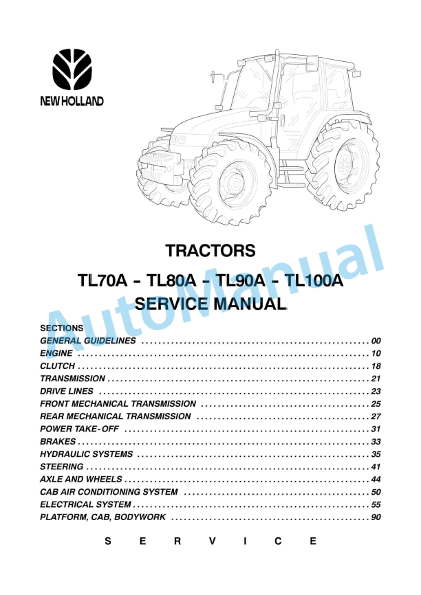 New Holland TL70A, TL80A, TL90A, TL100A Tractor Service Manual 6035451100