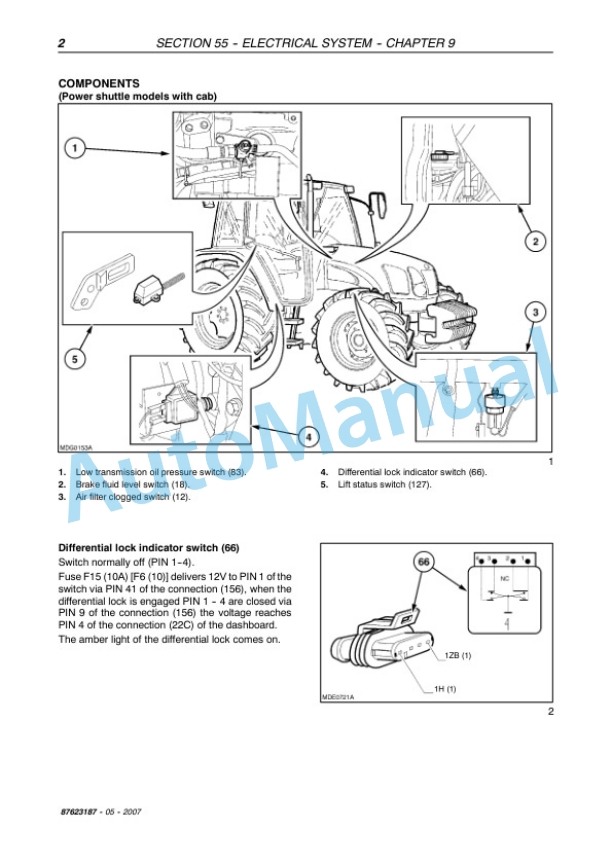 New Holland TL70A, TL80A, TL90A, TL100A Tractor Service Manual 87623187-5