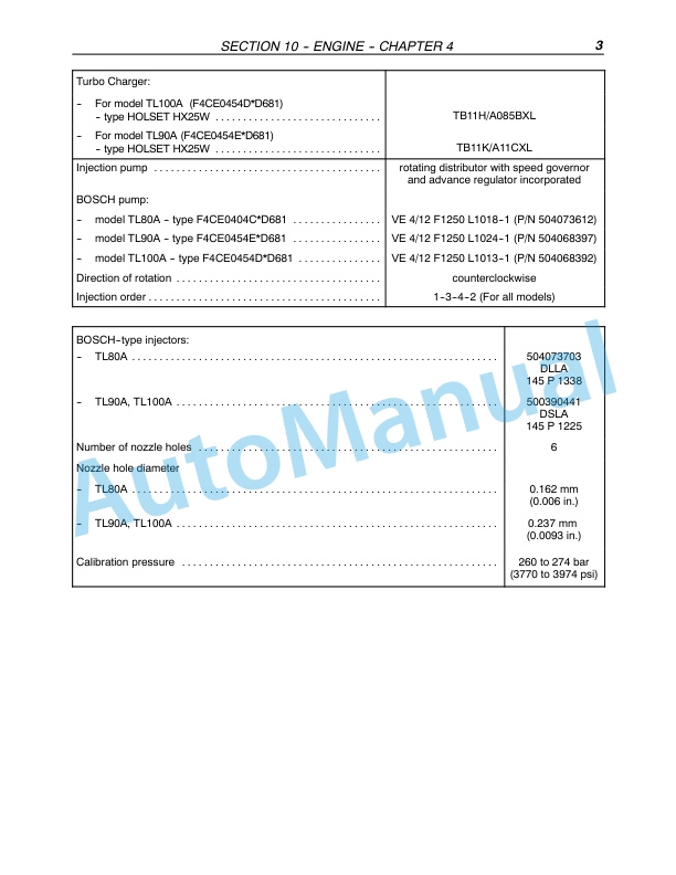 New Holland TL80A, TL90A, TL100A Tractor Repair Manual 87580876-5