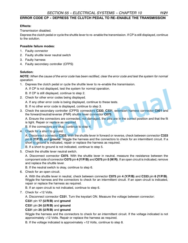 New Holland TM Series TM120-TM190 Tractor Repair Manual 87021030-3