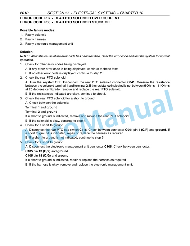 New Holland TM Series TM120-TM190 Tractor Repair Manual 87021032-4