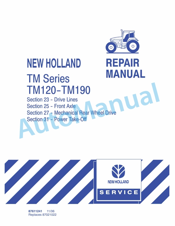 New Holland TM120, TM130, TM140, TM155, TM175, TM190 Tractor Repair Manual 87611241