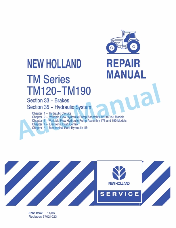 New Holland TM120, TM130, TM140, TM155, TM175, TM190 Tractor Repair Manual 87611242