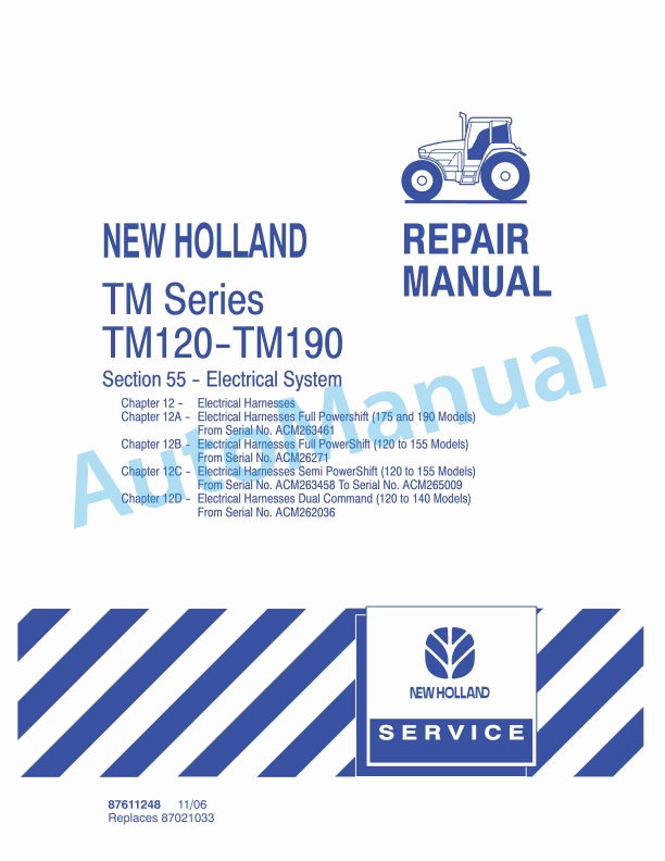 New Holland TM120, TM130, TM140, TM155, TM175, TM190 Tractor Repair Manual 87611248