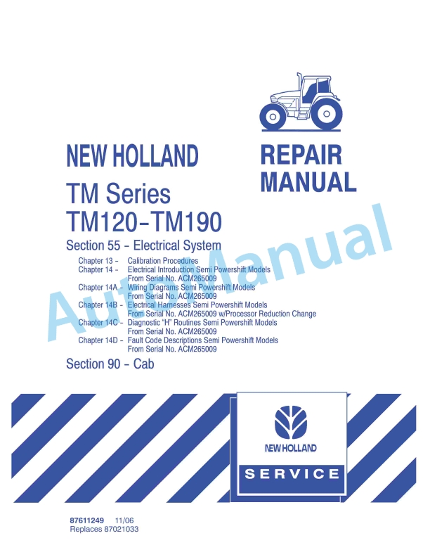New Holland TM120, TM130, TM140, TM155, TM175, TM190 Tractor Repair Manual 87611249