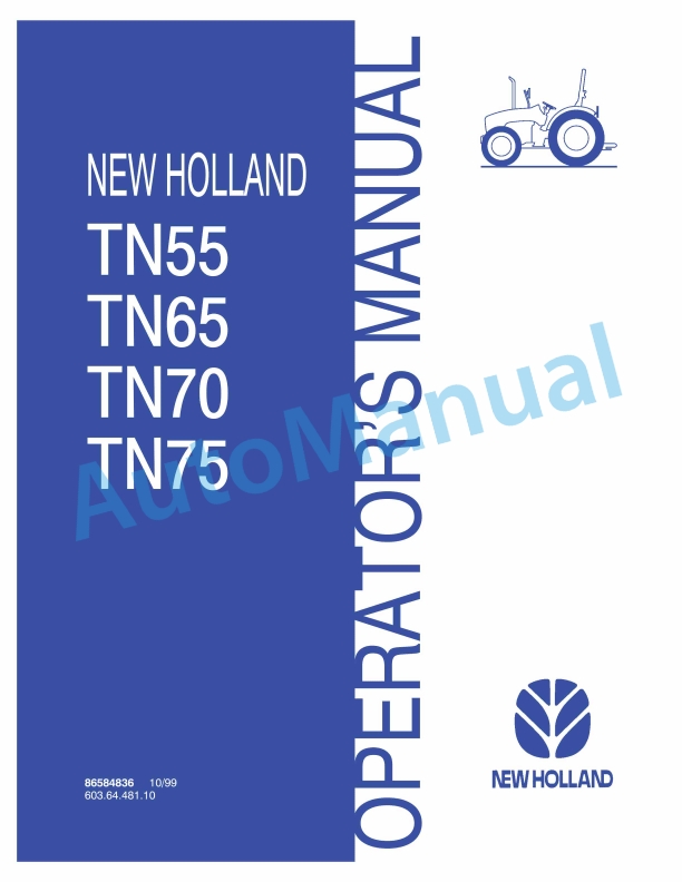New Holland TN55, TN65, TN70, TN75 Operation and Maintenance Manual 86584836