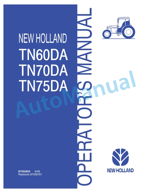 New Holland TN60DA, TN70DA, TN75DA Tractor Operation and Maintenance Manual 87552825