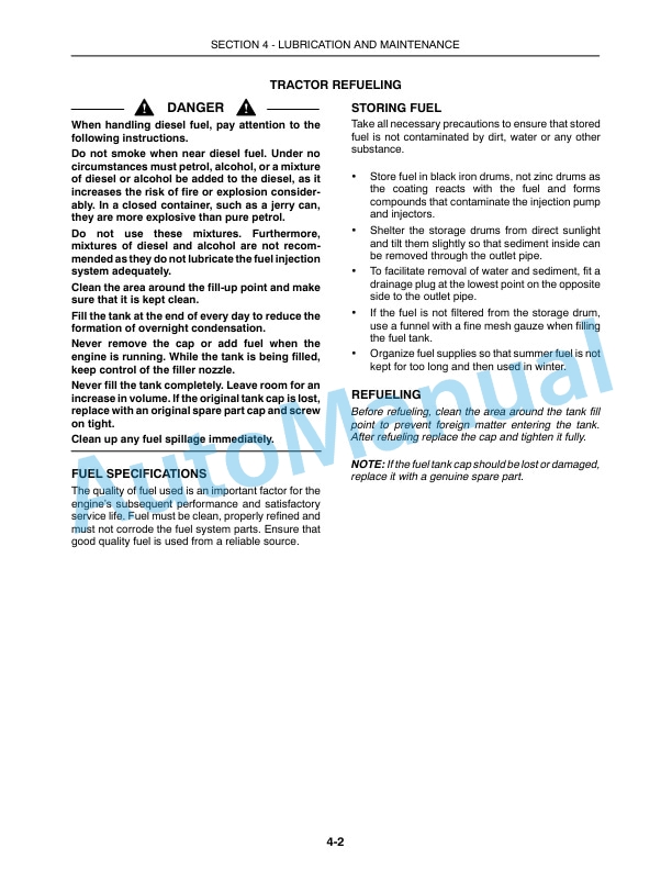 New Holland TN60SA, TN70SA, TN75SA Tractor Operation and Maintenance Manual 87552876-4