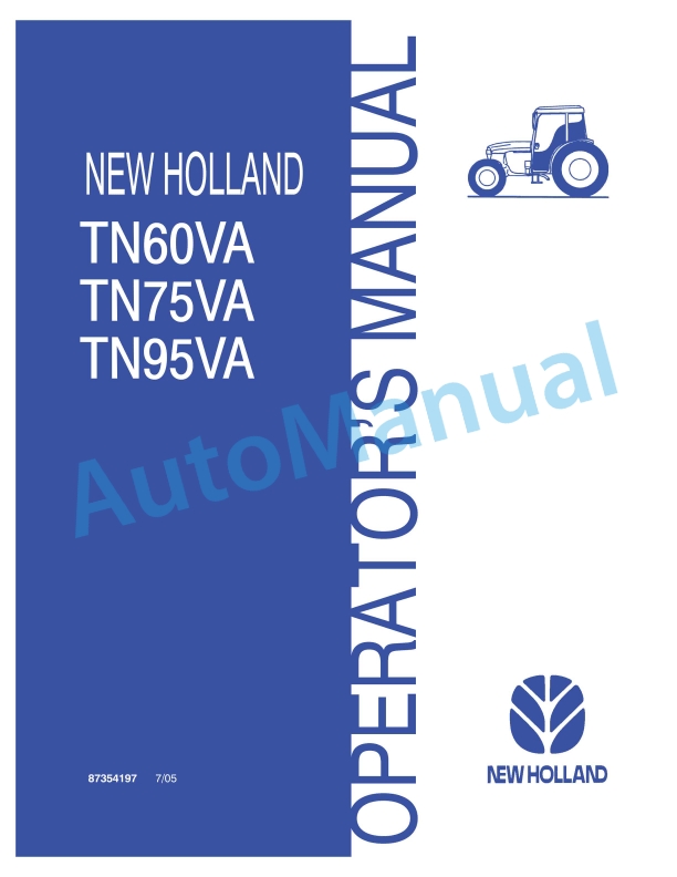 New Holland TN60VA, TN75VA, TN95VA Tractor Operation and Maintenance Manual 87354197
