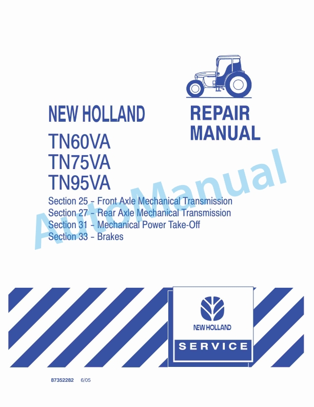 New Holland TN60VA, TN75VA, TN95VA Tractor Repair Manual 87352282