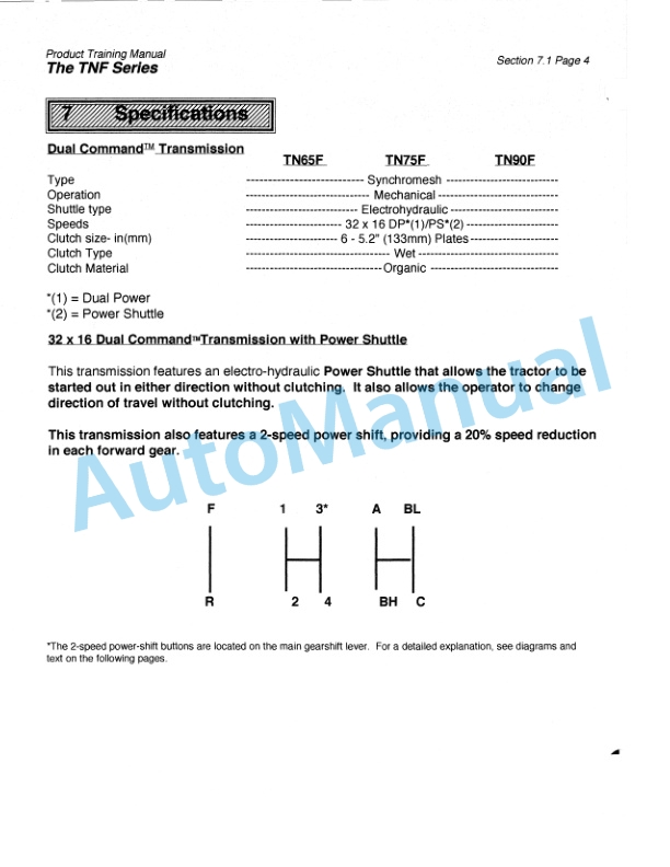 New Holland TN65F, TN75F, TN90F Feature Product Manual 86579621-5