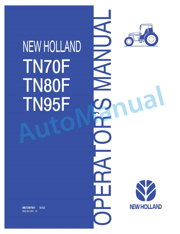 New Holland TN70F, TN80F, TN95F Operation and Maintenance Manual 86729781