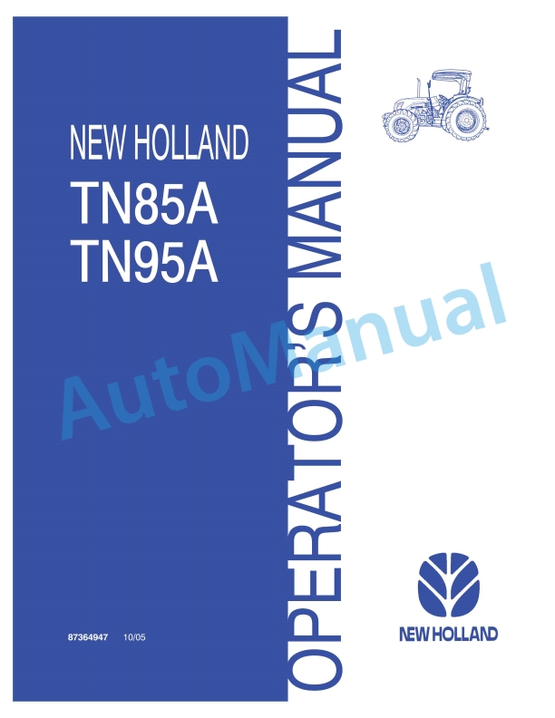 New Holland TN85A, TN95A Tractor Operation and Maintenance Manual 87364947