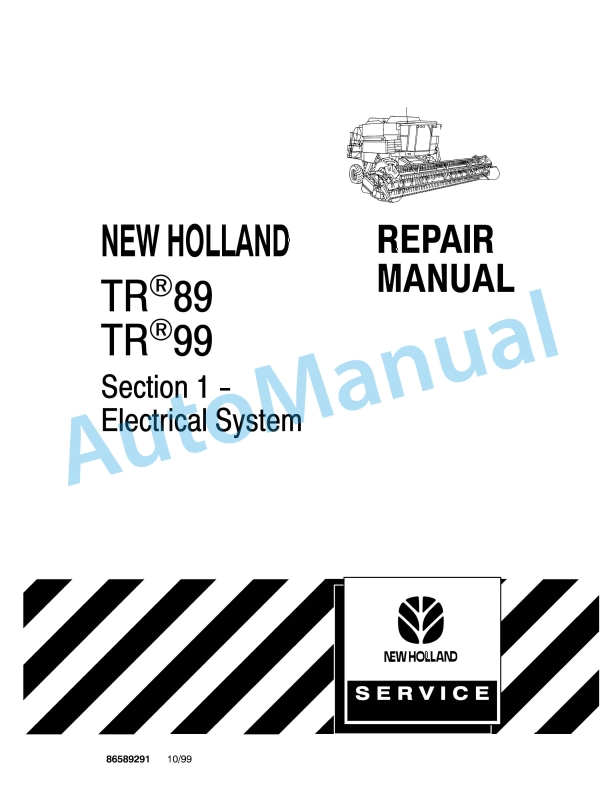 New Holland TR89, TR99 Repair Manual 86589291