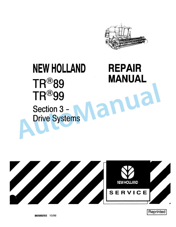 New Holland TR89, TR99 Repair Manual 86589293