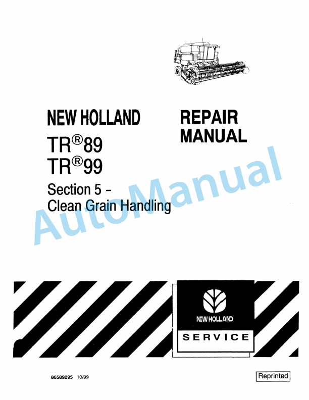 New Holland TR89, TR99 Repair Manual 86589295