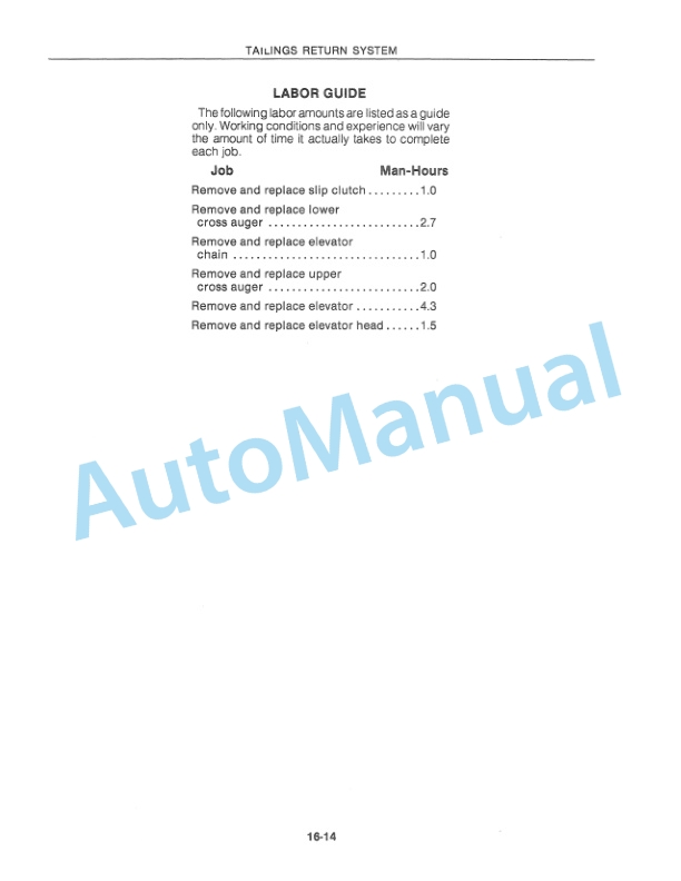 New Holland TR96, TR97, TR98 Combine Repair Manual 40009616-5