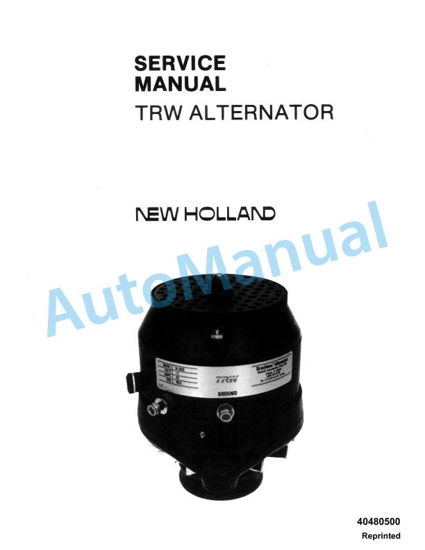 New Holland TRW Alternator Service Manual 40480500