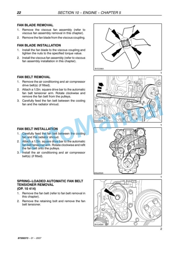New Holland TS-A, T6000 Series Tractor Repair Manual 87550373-4