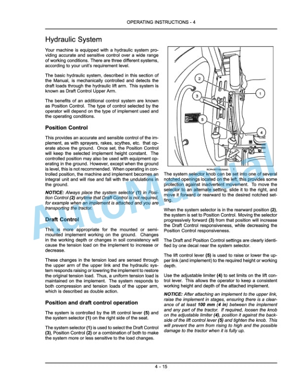 New Holland TS6020, TS6030, TS6030HC Tractor Operation and Maintenance Manual 84279727-3