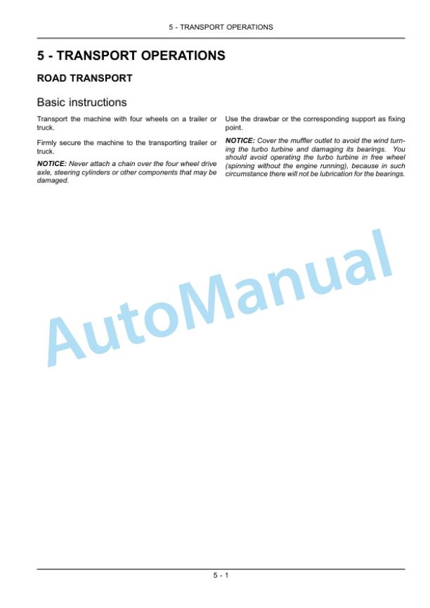 New Holland TS6020, TS6030, TS6030HC Tractor Operation and Maintenance Manual 84497609-4