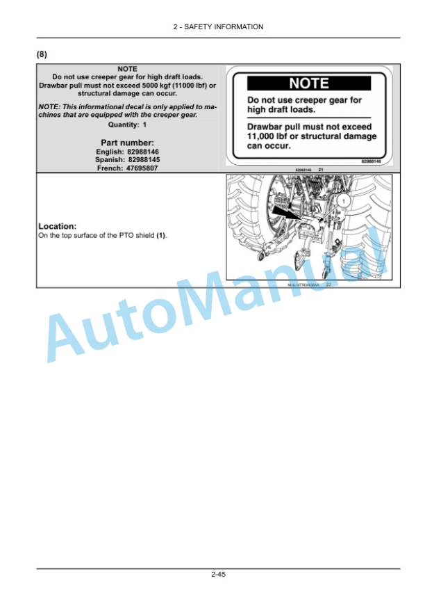Alternative view of New Holland TS6.110, TS6.110HC, TS6.120, TS6.120HC, TS6.130, T6.140 Tier 4B Final Tractor Operation and Maintenance Manual 51490476