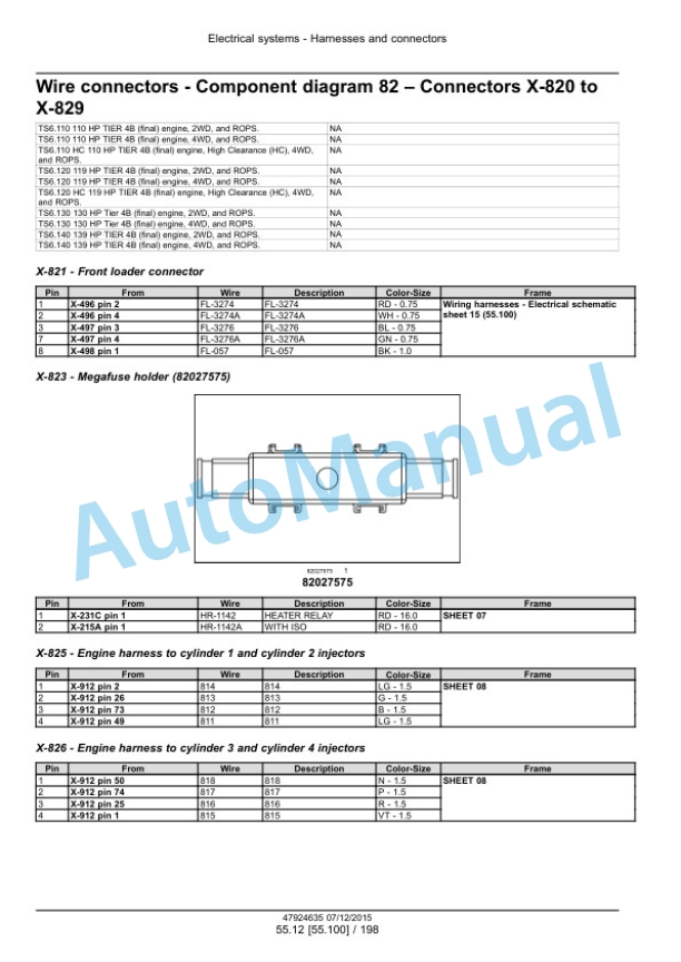 New Holland TS6.110, TS6.110HC, TS6.120, TS6.120HC, TS6.130, T6.140 Tier 4B Final Tractor Service Manual 47955988-2