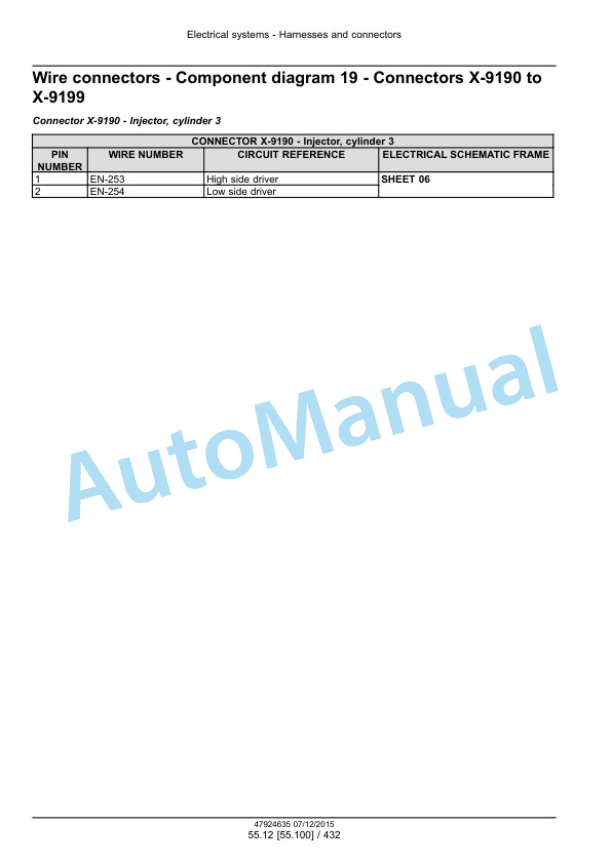 New Holland TS6.110, TS6.110HC, TS6.120, TS6.120HC, TS6.130, T6.140 Tier 4B Final Tractor Service Manual 47955988-5