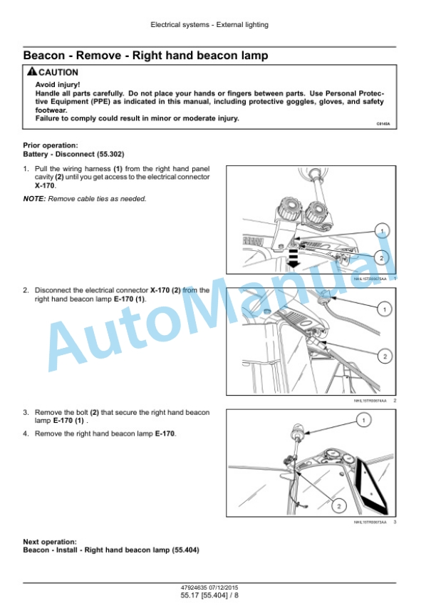 Alternative view of New Holland TS6.110, TS6.110HC, TS6.120, TS6.120HC, TS6.130, T6.140 Tier 4B Final Tractor Service Manual 47955989
