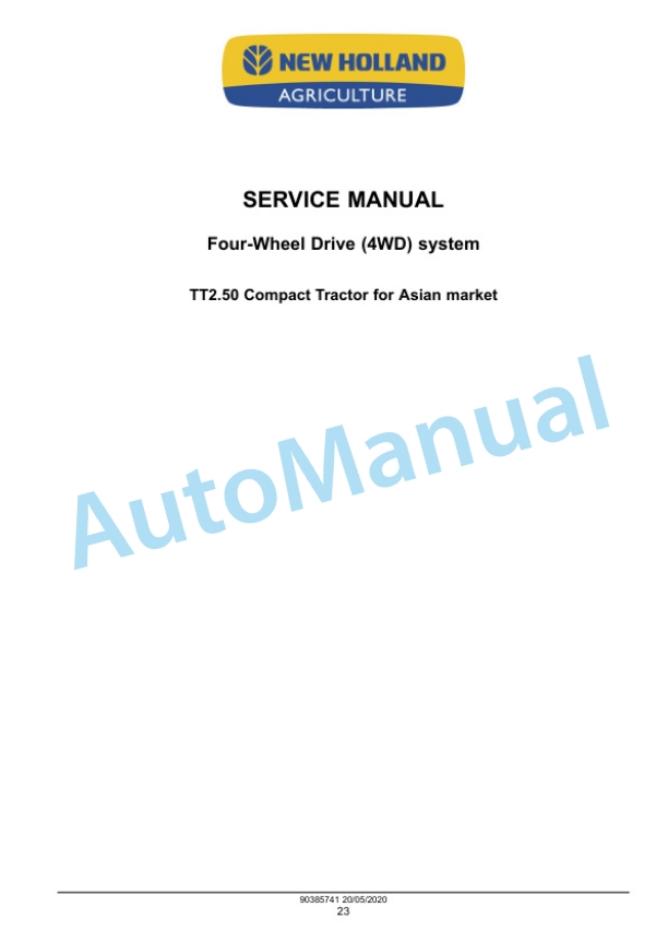 Alternative view of New Holland TT2.50 Compact Tractor Service Manual 90385741
