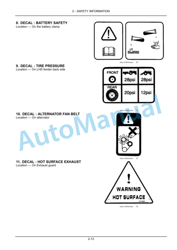 New Holland TT35, TT40, TT45 Tractor Operation and Maintenance Manual 48013327-2