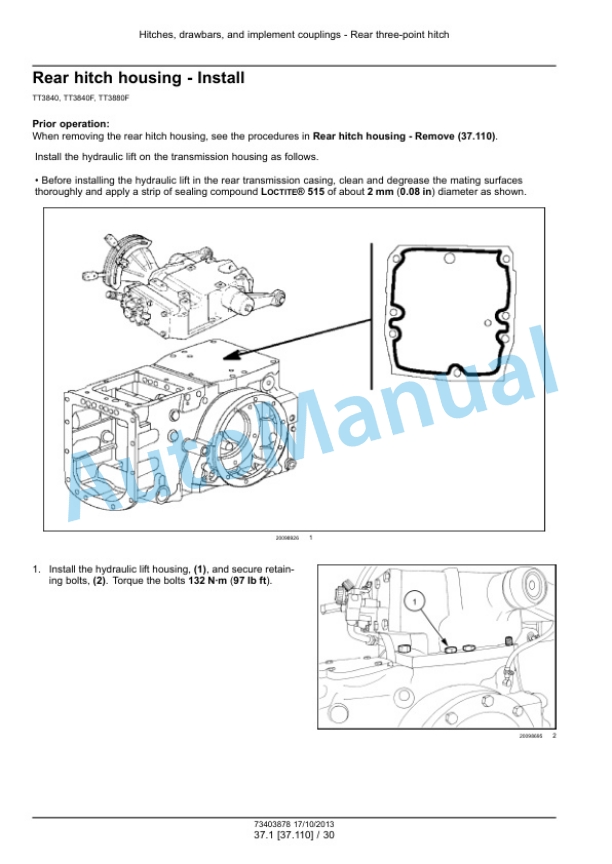 New Holland TT3840, TT3840F, TT4030, TT3880F Tractor Service Manual 73403878-5