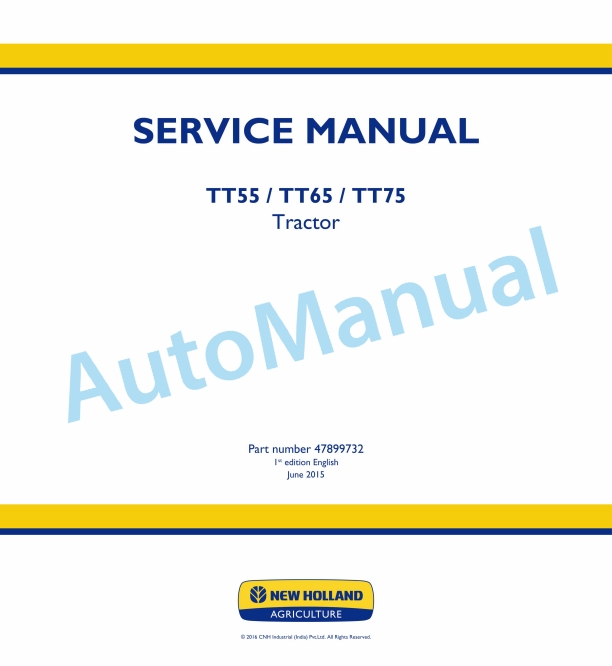 New Holland TT55, TT65, TT75 Tractor Service Manual 47899732